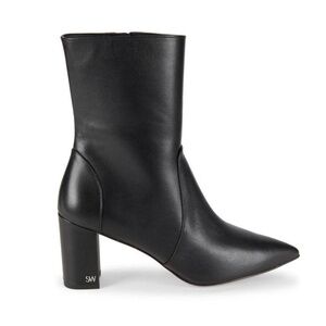 New Stuart Weitzman Renegade Ankle Bootie Black Leather Sz 8.5